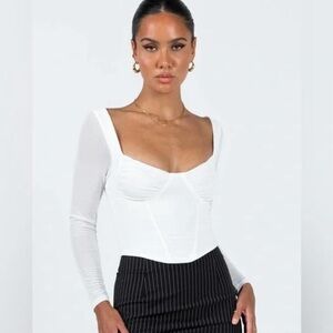Princess Polly White Long Sleeve Top